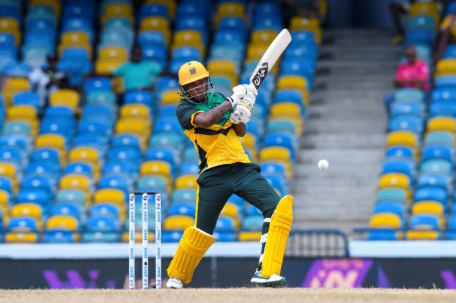 Chinelle Henry of Jamaica Empress on the go at the Kensington Oval in Barbados yesterday. 