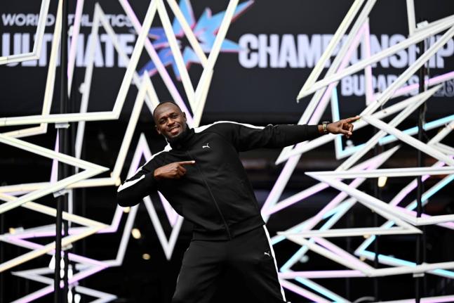 Jamaican Olympic sprint champion Usain Bolt poses on the red carpet during the formal opening of the World Athletics Ultimate Championship in Budapest, Hungary, on Thursday. - AP photo