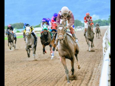 PRINCESS ANNIE ridden by leading jockey Anthony Thomas wins the 10th race at Caymanas Park on Saturday, November 14, 2020.