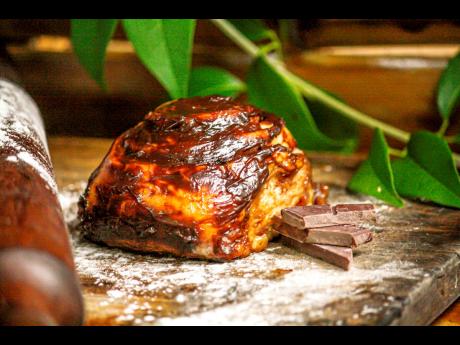 Chocolate lovers would love this chocolate-covered cinnamon roll. 