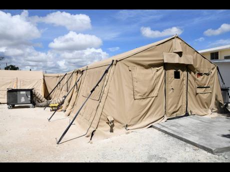 An example of a field hospital that was set up at the Spanish Town Hospital.