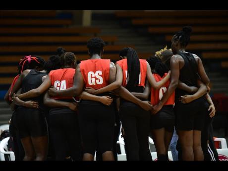 Trinidad and Tobago’s Calypso Girls during a serise in Jamaica at the National Indoor Sports Centre last year.