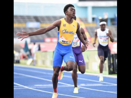 Credit: Ian Allen File 
Tramaine Todd gets Jamaica’s boys sprinters on the podium at the 50th Carifta Games ongoing in NAssau, Bahamas.