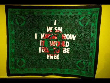 An work by artist Lawrence Lemaoana at an exhibition at the Apartheid Museum.