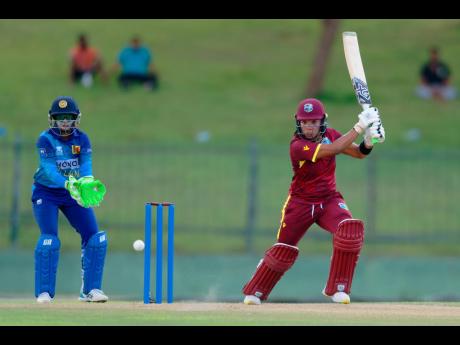Credit: CWI photo Chedean Nation plays through the off-side during her top score of 46 in the third ODI against hosts Sri Lanka in Hambantota yesterday.