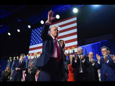 Credit: AP Republican presidential nominee former President Donald Trump waves as he walks with former first lady Melania Trump at an election night watch party at the Palm Beach Convention Centre, Wednesday, November 6, in West Palm Beach, Florida.