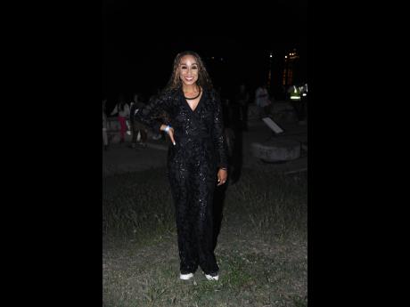 Alaine does new year style with the right amount of sparkle in a sequinned jumpsuit.
