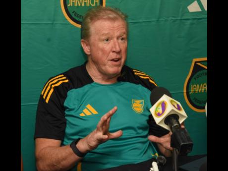 Jamaica’s head coach Steve McClaren speaks to the media after the international friendly against Trinidad and Tobago at the Montego Bay Sports Complex on Thursday night.