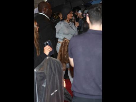 Rihanna, pop icon and entrepreneur, appeared with a visible baby bump while arriving at The Carlyle Hotel in New York City ahead of the 2025 Met Gala earlier today.