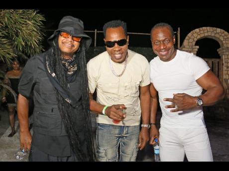 Credit: Nathaniel Stewart From left: Maxi Priest, Fresh Kid and Lukie D of L.U.S.T, moments after their performances.