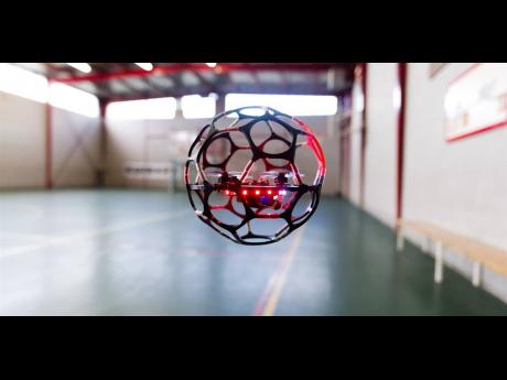 A drone that is used to play drone soccer.