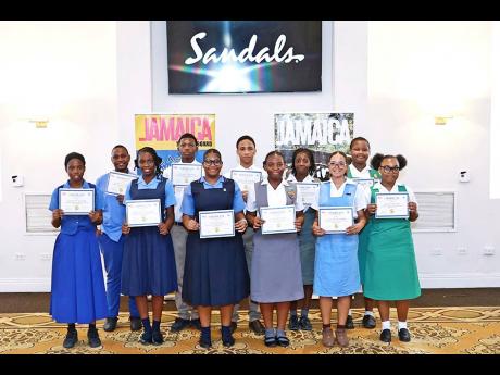 This year’s participants in the Junior Minister of Tourism Public Speaking Competition pose with their certificates post-event. 