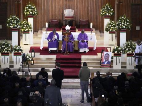 Credit: A Mass for former Zambian President Edgar Lungu is celebrated at the Cathedral of Christ the King, in Johannesburg, South Africa, Wednesday, June 25, 2025. (AP Photo/Themba Hadebe)