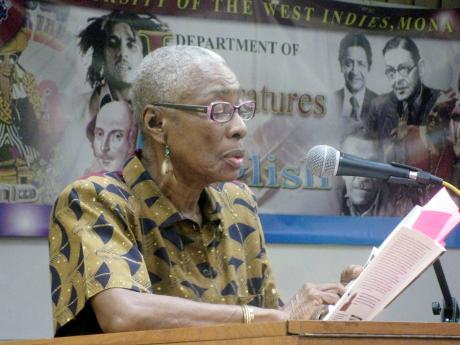 Credit: File Dr Velma Pollard reads one of her poems at the Neville Hall Lecture Theatre, University of the West Indies, Mona campus, in March 2013.