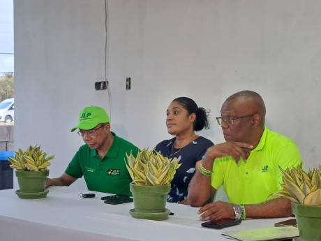 Deputy Prime Minister and Minister of National Security Dr Horace Chang (left); Naudia Crosskill, the chief executive officer of the St James Municipal Corporation [StJMC]; and Government Senator Charles Sinclair, the StJMC’s councillor for the Montego B