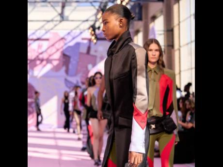Dru Campbell led the model line-up for the Off-White Spring/Summer 2026 collection that was shown at the Lower East Side’s New Design High School on Sunday. 