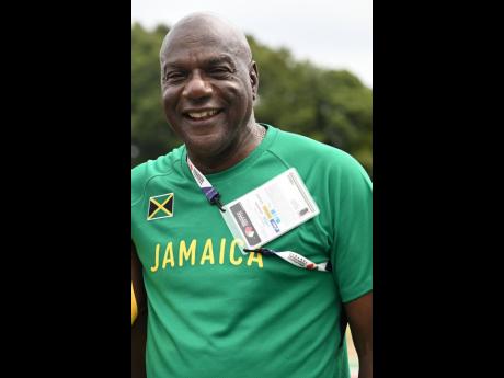 
Coach Bert Cameron at a training session at the  Athletic Stadium in Shinagawa,Tokyo, Japan during the World Athletics Championships.