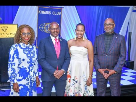 From left: Immediate Past Lieutenant Governor Sharon Usim, Lieutenant Governor Michael Powell, Immediate Past President Claudine Heaven, and President Maurice Livingstone, following the installation of the new administration of the Kiwanis Club of West St 