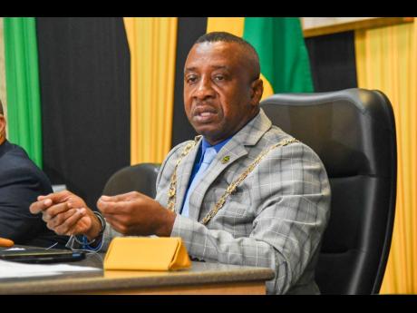 Kingston Mayor Andrew Swaby addressing the general sitting of the Kingston and St Andrew Municipal Corporation on Tuesday.