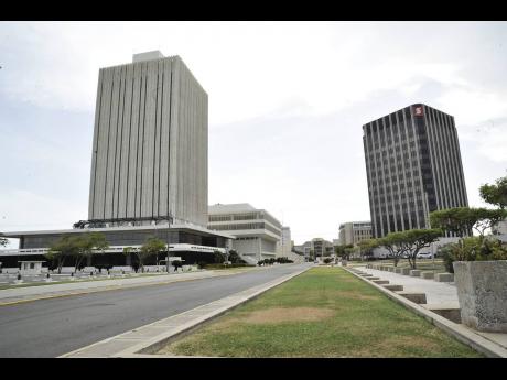 Bank of Jamaica headquarters is seenat left on the Kingston waterfront