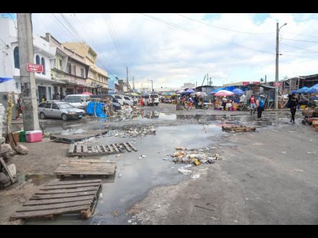 Sewage overflow in a section of downtown Kingston on November 21, 2025.