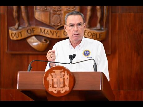 Credit: JIS News Energy, Transport and Telecommunications Minister, Daryl Vaz, addressing a post-Cabinet press briefing on Hurricane Melissa recovery activities at Jamaica House on December 10,2025.