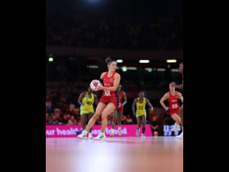 Credit: Courtesy of @englandnetball/IG Action between Jamaica’s Sunshine Girls and England’s Roses in the Horizon Vitality Netball series inside the Copper Box Arena yesterday.