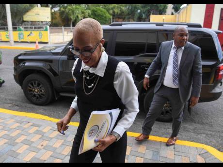 Minister of Finance and the Public Service Fayval Williams arriving at Gordon House to close out the 2025-26 Budget Debate in Parliament.