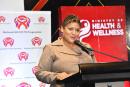 Minister of State in the Ministry of Health and Wellness Krystal Lee, addresses the launch of the National Strategic Plan for HIV 2023-2030 on Monday at The Jamaica Pegasus hotel in New Kingston.